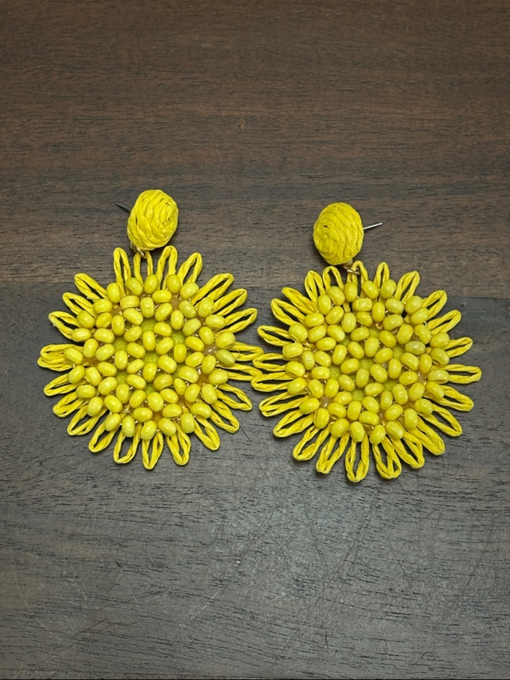 🧡Golden Yellow Floral Beaded Statement Earrings🧡